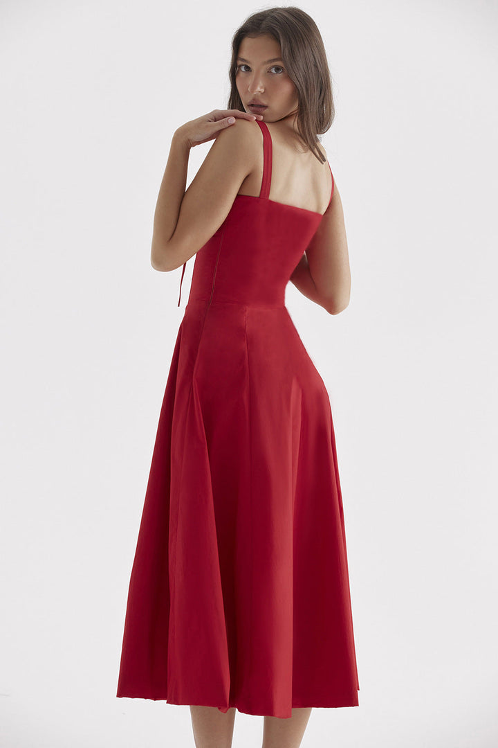 Isabella Lace-Up Corset Midi Dress™
