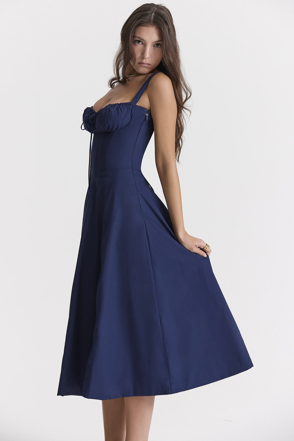 Isabella Lace-Up Corset Midi Dress™
