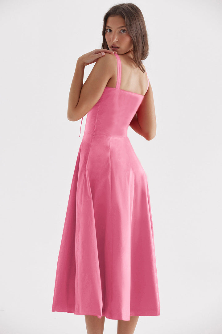 Isabella Lace-Up Corset Midi Dress™