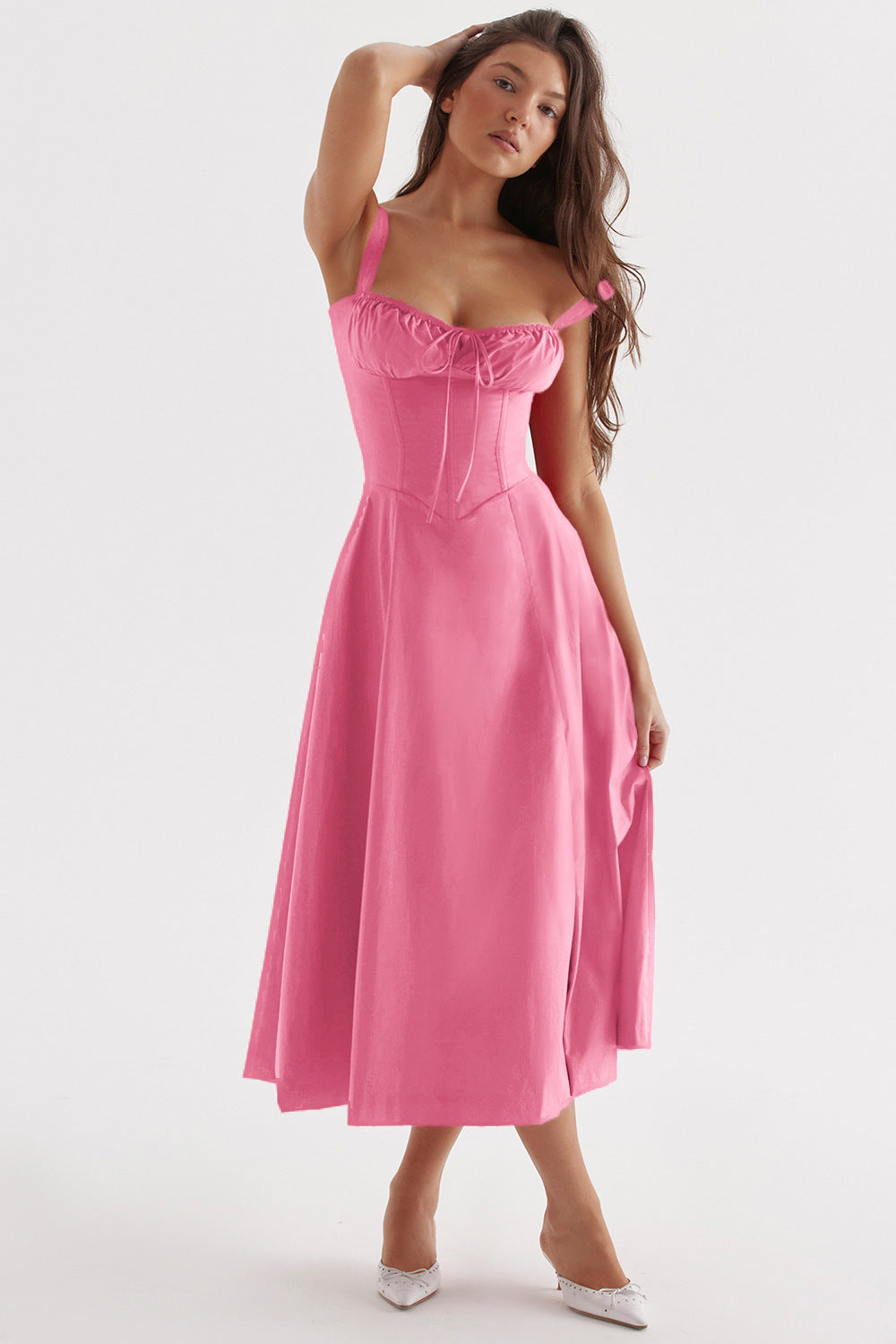Isabella Lace-Up Corset Midi Dress™