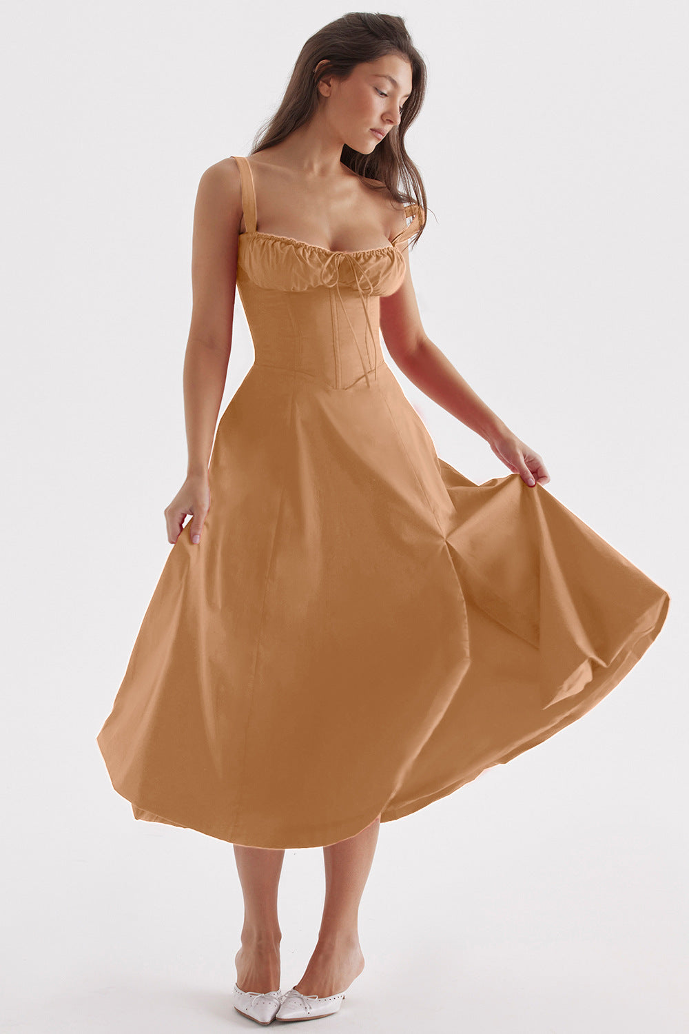 Isabella Lace-Up Corset Midi Dress™