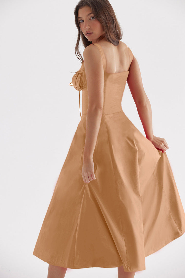 Isabella Lace-Up Corset Midi Dress™