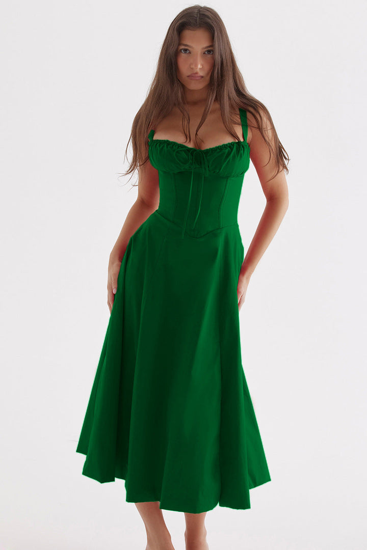 Isabella Lace-Up Corset Midi Dress™