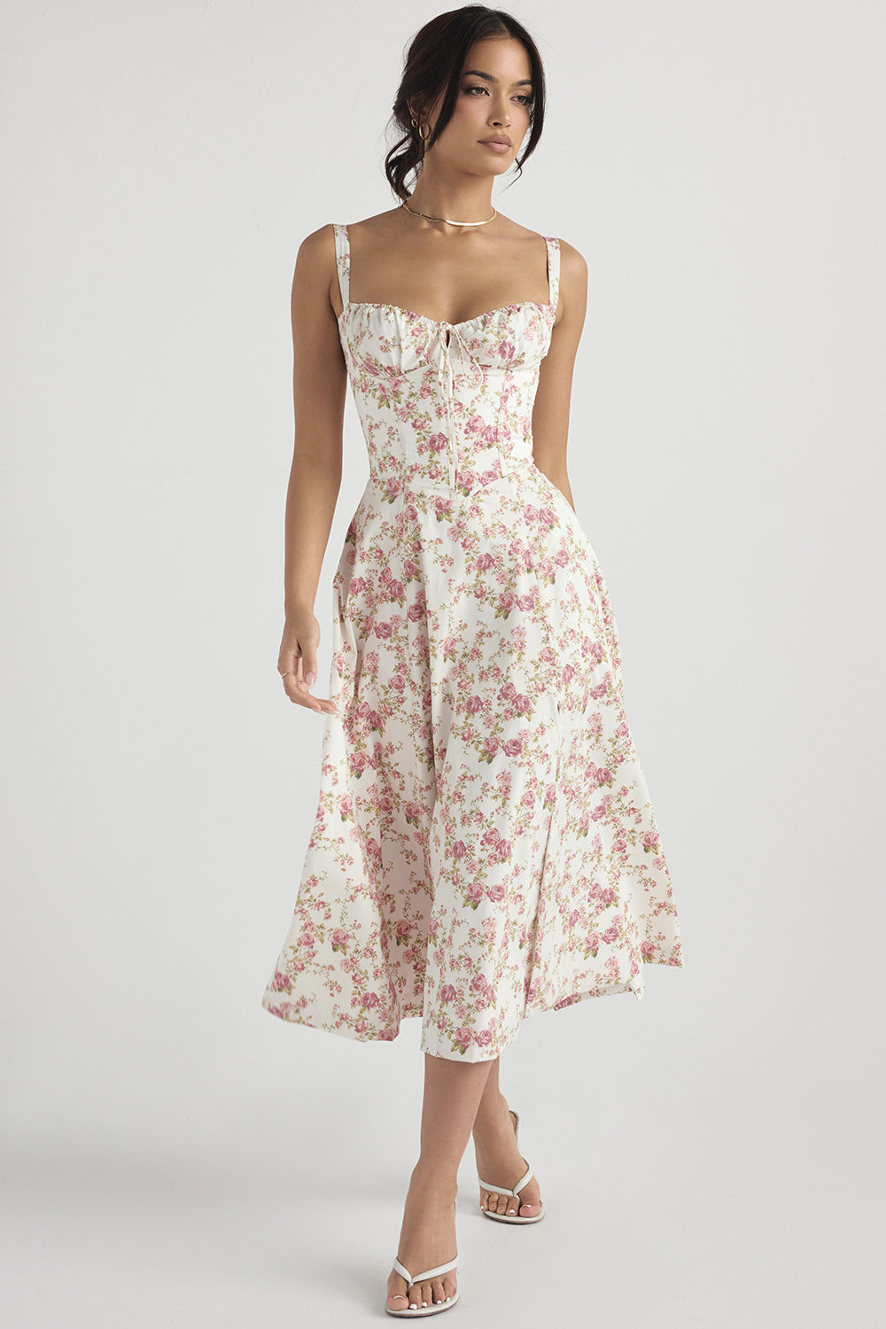 Isabella - Abito Midi Floreale con Corsetto a Laccio™