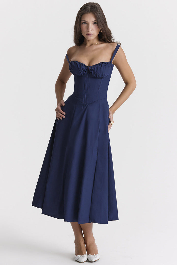Isabella Lace-Up Corset Midi Dress™