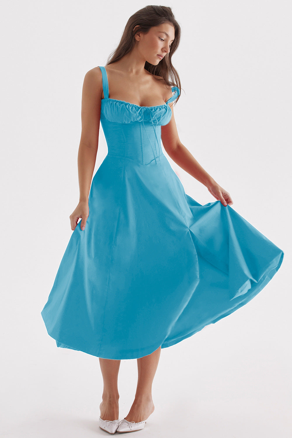 Isabella Lace-Up Corset Midi Dress™