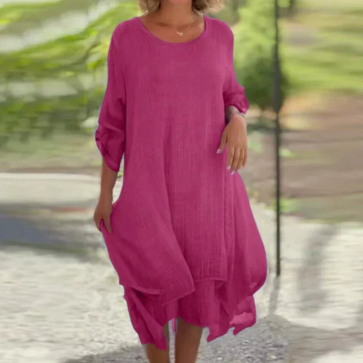 Evelora™ | Elegant Round Neck Dress