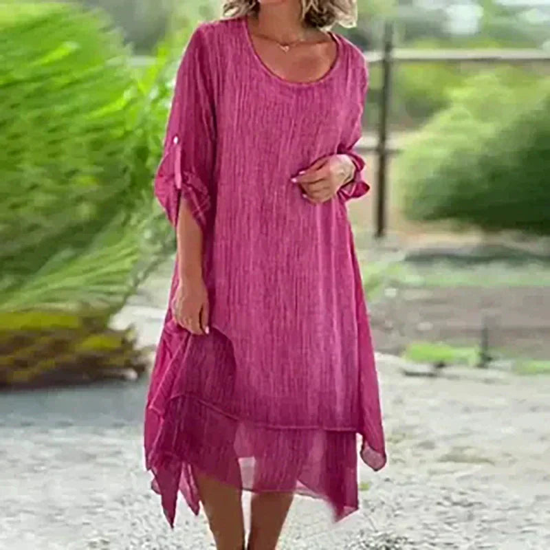 Evelora™ | Elegant Round Neck Dress