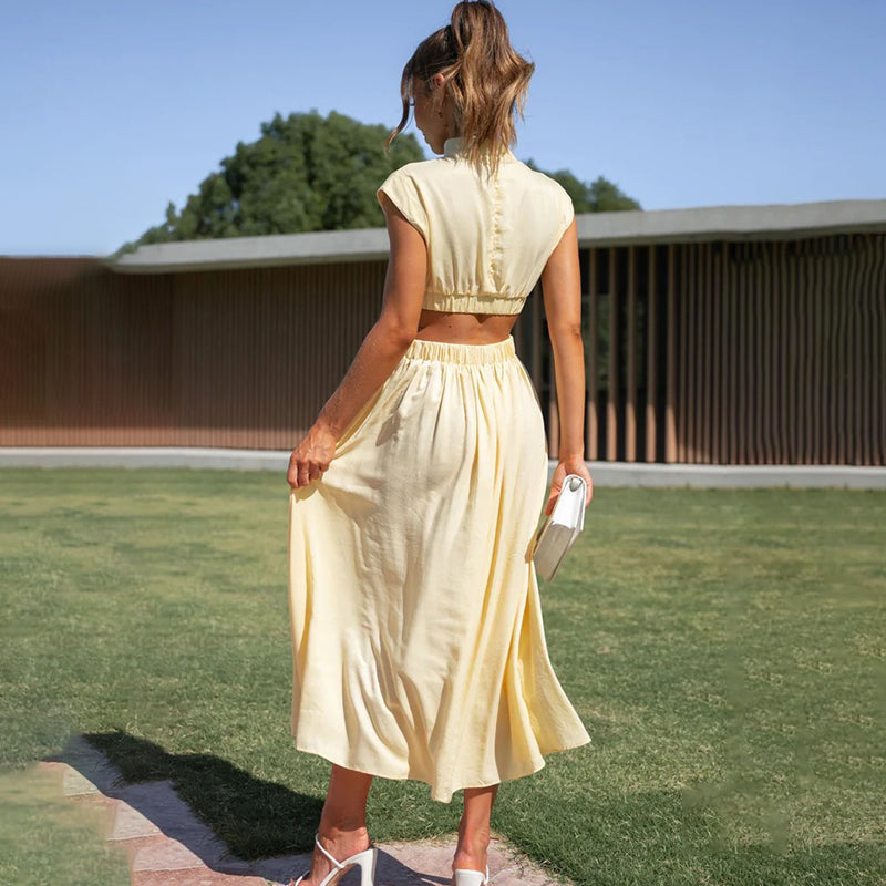 Isabella - Halter Pleated Maxi Dress™